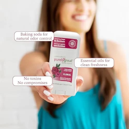 Purelygreat Floral Scented Natural Deodorant Stick 75g (2.64 oz) | EWG Verified, Aluminum-Free Odor Protection thumbnail 6