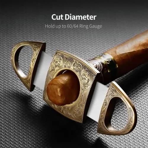 CIGARLOONG Cigar Cutter Stainless Steel Bronze Engraved Double Cut Blade | Precision & Durability for Cigars in India thumbnail 4