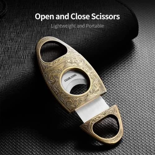 CIGARLOONG Cigar Cutter Stainless Steel Bronze Engraved Double Cut Blade | Precision & Durability for Cigars in India thumbnail 3