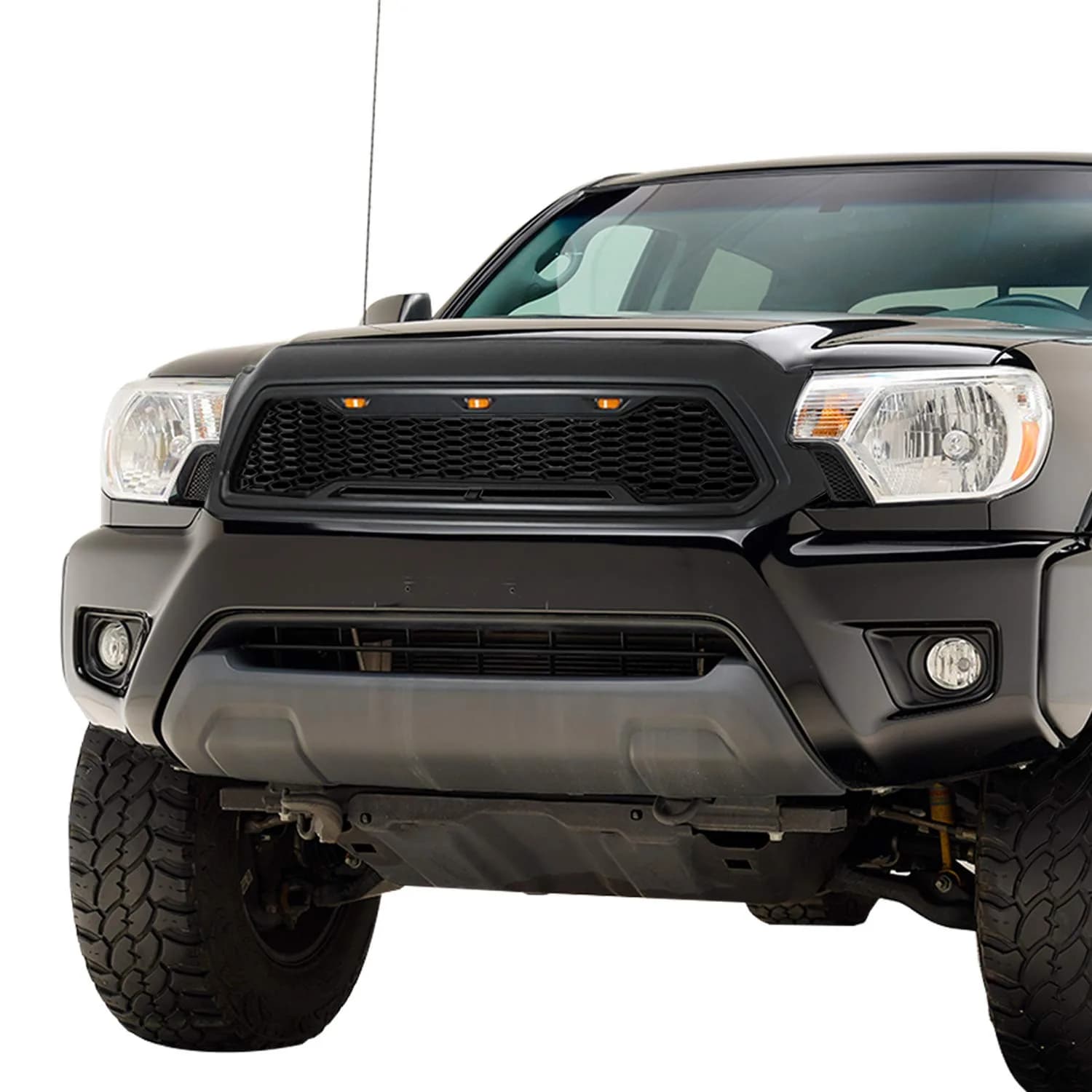 EAG Replacement Upper ABS Grille Front Grill with Amber LED Lights - Matte Black Fit for 12-15 Tacoma | Aggressive Offroad Look
