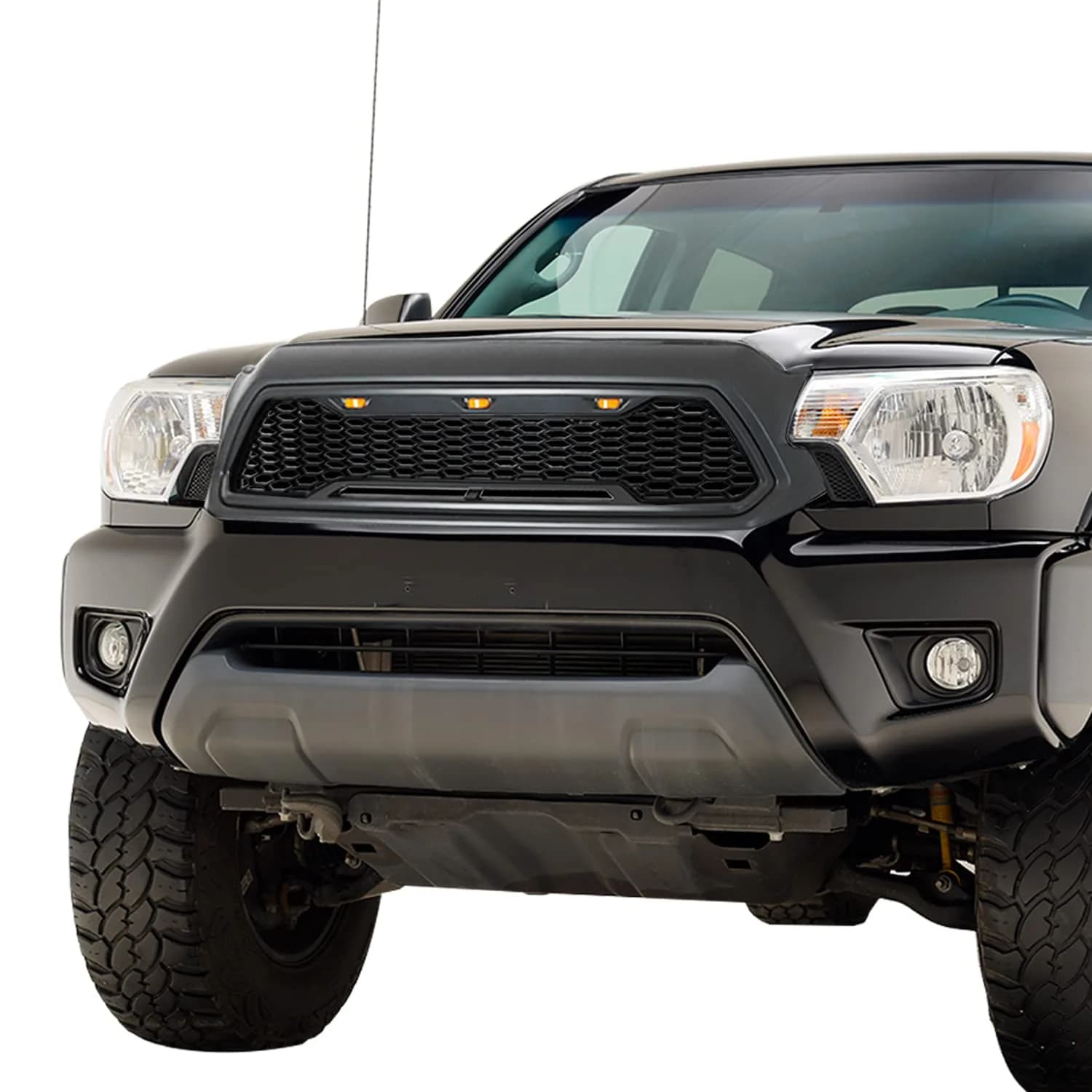EAG Replacement Upper ABS Grille Front Grill with Amber LED Lights - Charcoal Gray Fit for 12-15 Tacoma | Rugged Appearance & LED Accent