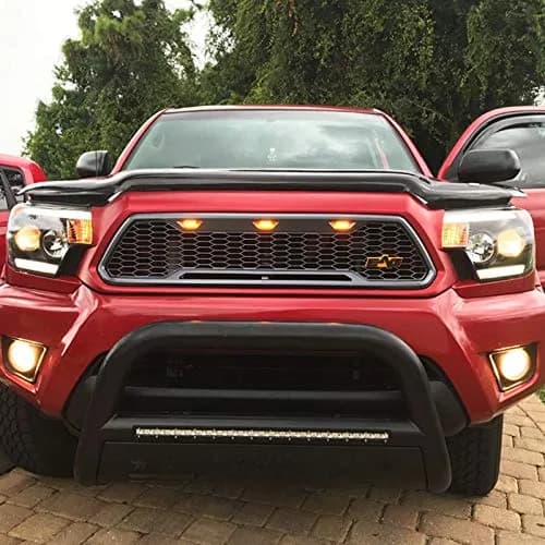 EAG Replacement Upper ABS Grille Front Grill with Amber LED Lights - Charcoal Gray Fit for 12-15 Tacoma | Rugged Appearance & LED Accent thumbnail 3
