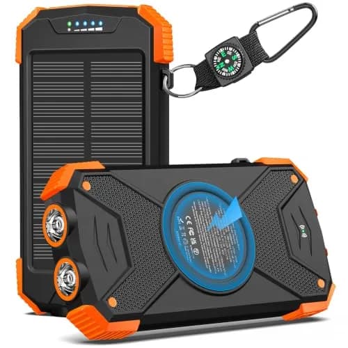 BLAVOR Solar Power Bank 10,000mAh Portable Wireless Charger for Cell Phones | IPX5 Waterproof, Fast Charging, Compact thumbnail 1