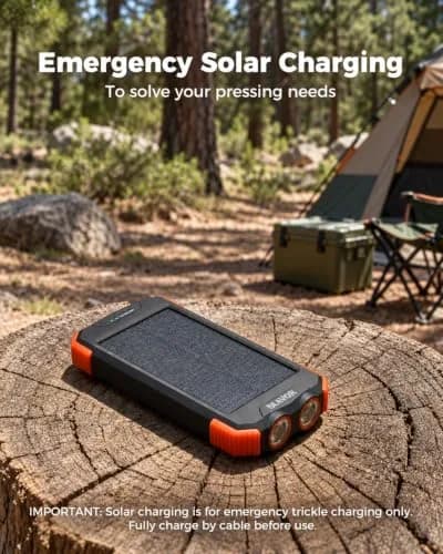 BLAVOR Solar Power Bank 10,000mAh Portable Wireless Charger for Cell Phones | IPX5 Waterproof, Fast Charging, Compact thumbnail 6