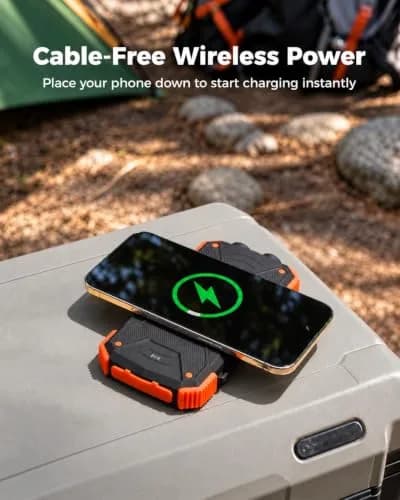 BLAVOR Solar Power Bank 10,000mAh Portable Wireless Charger for Cell Phones | IPX5 Waterproof, Fast Charging, Compact thumbnail 2