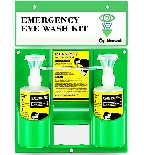 CGOLDENWALL Emergency Eye Wash Station with 2 x 500ml Bottles | Wall Mounted & Portable Safety Kit thumbnail 1