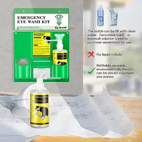 CGOLDENWALL Emergency Eye Wash Station with 2 x 500ml Bottles | Wall Mounted & Portable Safety Kit thumbnail 6