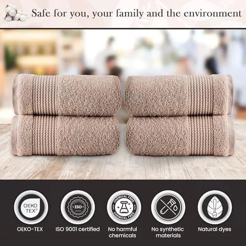 HALLEY Turkish Cotton Towels (4-Pack) Ultra Soft Quick Absorbent 650 GSM | Luxury Bath & Hand Towels for Bathroom & Kitchen thumbnail 4