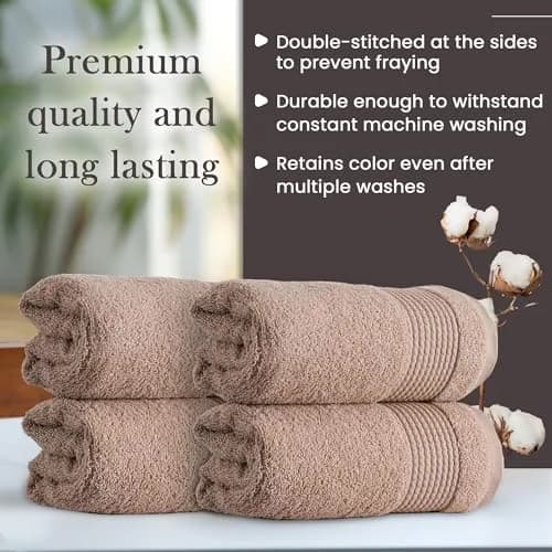 HALLEY Turkish Cotton Towels (4-Pack) Ultra Soft Quick Absorbent 650 GSM | Luxury Bath & Hand Towels for Bathroom & Kitchen thumbnail 5