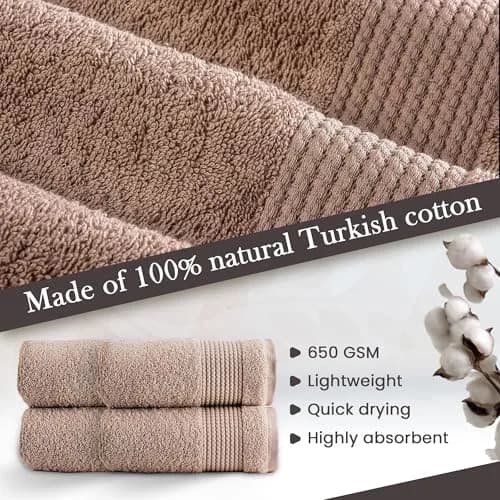 HALLEY Turkish Cotton Towels (4-Pack) Ultra Soft Quick Absorbent 650 GSM | Luxury Bath & Hand Towels for Bathroom & Kitchen thumbnail 3