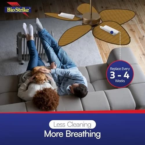 BioStrike Ceiling Fan Blade Air Filter - Dust & Allergen Catcher - Easy-Attach - Blade Filters for Any Fan Size - Reduce Airborne Particles - Made in USA (6 Packs w/ 2 filters each) thumbnail 7