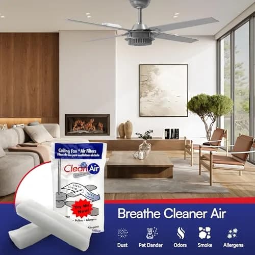 BioStrike Ceiling Fan Blade Air Filter - Dust & Allergen Catcher - Easy-Attach - Blade Filters for Any Fan Size - Reduce Airborne Particles - Made in USA (6 Packs w/ 2 filters each) thumbnail 2