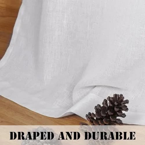 H.VERSAILTEX Linen Curtains 96 Inches | Semi Sheer, 2 Panels, Living Room & Bedroom, Heathered White thumbnail 6