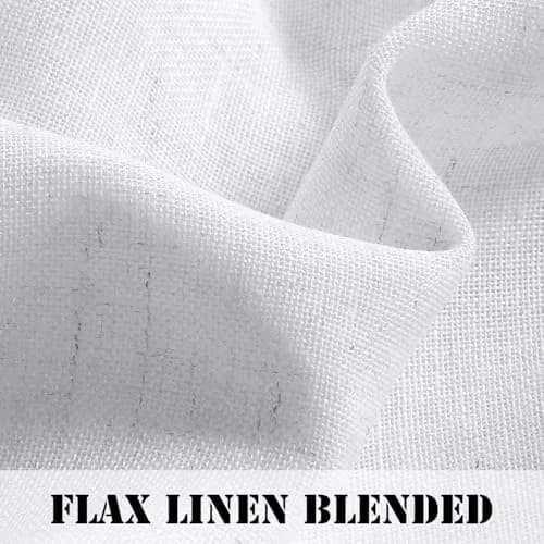 H.VERSAILTEX Linen Curtains 96 Inches | Semi Sheer, 2 Panels, Living Room & Bedroom, Heathered White thumbnail 3
