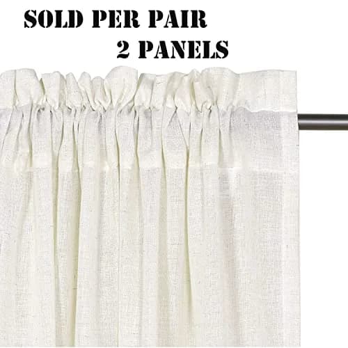 H.VERSAILTEX Linen Curtains 96 Inches | Light Filter, Semi Privacy, 2 Panels, Natural thumbnail 2