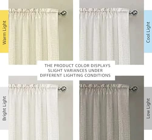 H.VERSAILTEX Linen Curtains 96 Inches | Light Filter, Semi Privacy, 2 Panels, Natural thumbnail 3