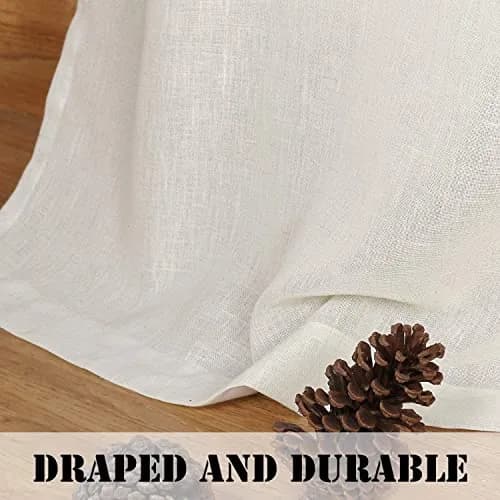 H.VERSAILTEX Natural Linen Curtains 108 Inches Long for Living Room 2 Panels Rod Pocket Draperies Soft Cotton Textured Semi Sheer Linen Curtains for Large Window Vertical 9 FT Tall, Heathered Natural thumbnail 6