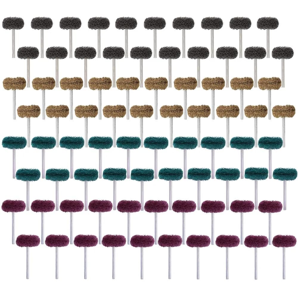 Rocaris 80Pcs 1" (25mm) Abrasive Wheel Buffing Polishing Wheel Set with 3mm Shank, 5 Grits (120-400) | For Rotary Tools - main product image