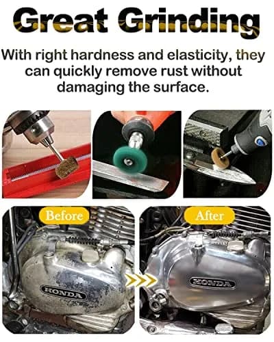 Rocaris 80Pcs 1" (25mm) Abrasive Wheel Buffing Polishing Wheel Set with 3mm Shank, 5 Grits (120-400) | For Rotary Tools thumbnail 3