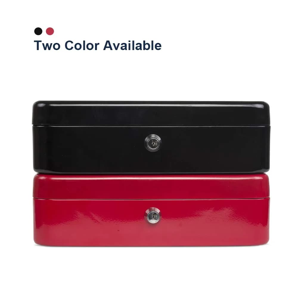 KYODOLED Locking Cash Box with Key, Red XL Large (30cm x 24cm x 9cm) | Secure Storage for Valuables - Red - view 5