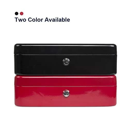 KYODOLED Locking Cash Box with Key & Tray 30cm (11.81") Red XL | Secure Metal Money Organizer thumbnail 5