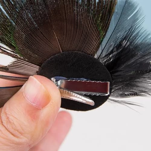 Comidox Hair Clip, Peacock Feather & Rhinestones | Elegant Vintage Alligator Clip for Women, Weddings & Parties thumbnail 5