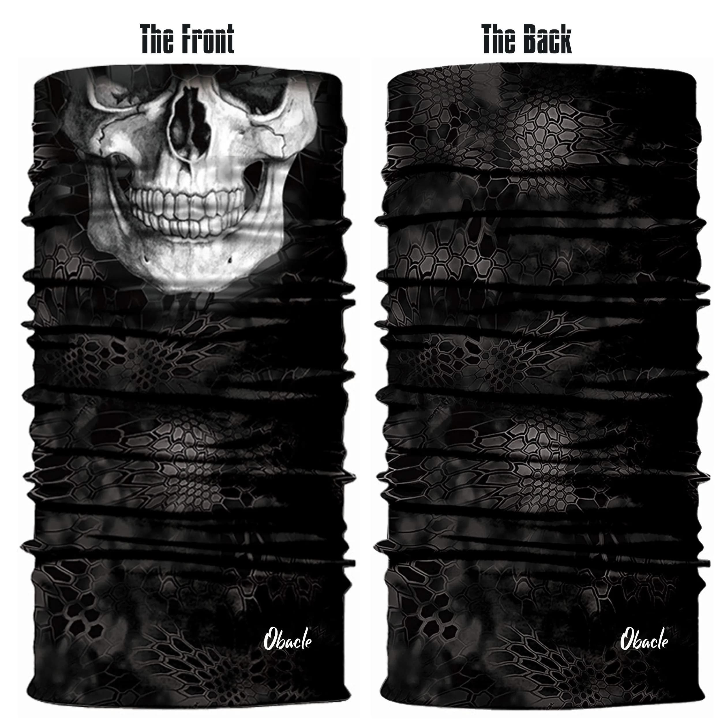 Obacle Black White Skull 3D Tube Mask Bandana for Dust, Wind & UV Protection - view 2