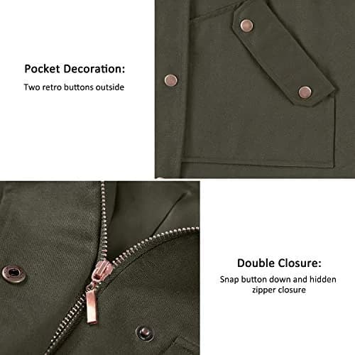 BBX Lephsnt Women's Front Zipper Solid Utility Anorak Hoodie Vest | Casual Military Style, Adjustable Fit thumbnail 8