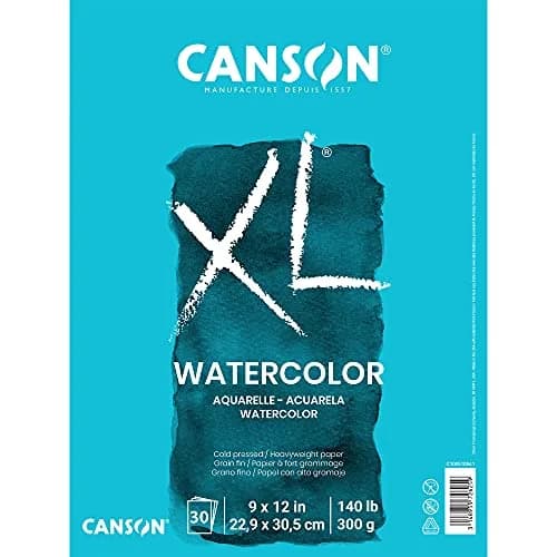 Canson XL Series Watercolor Paper Pad 9" x 12" 30 Sheets/Pad 6 Pads | 140 lb (300 gsm) Cold Press Paper for Mixed Media Art thumbnail 1