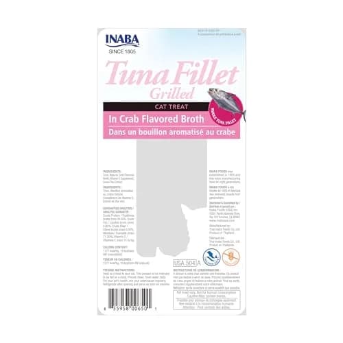 INABA Grilled Fillets Cat Treats, Tuna in Crab Broth, 6ct | Moist, Flaky, Hand-Feed Friendly thumbnail 7