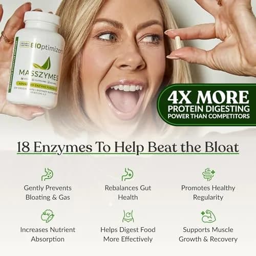 BIOptimizers MassZymes 120 Capsules | Complete Digestive Enzymes for Gut Health & Bloating Relief thumbnail 2