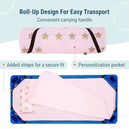 Wildkin Modern Nap Mat with Pillow and Blanket for Boys - Stars | Toddler Travel Bed for Daycare & Preschool thumbnail 4
