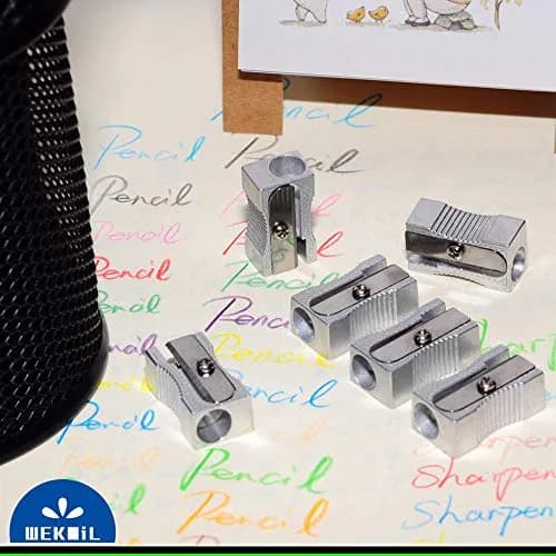 WEKOIL Dual Pencil Sharpener Handheld Metal 6 Pack | Compact & Durable for Artists & Students thumbnail 5