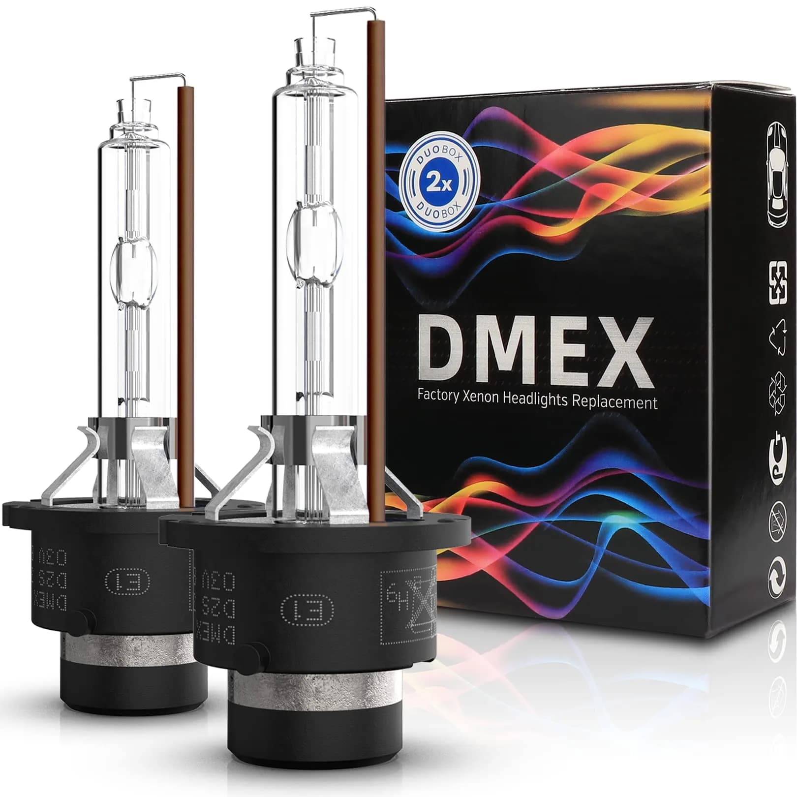 DMEX D2S HID Headlight Bulbs 4300K Warm White | 35W Xenon Replacement, Pack of 2