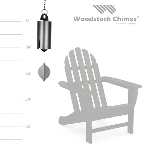Woodstock Chimes Heroic Windbell Wind Chime for Outside 40" Large Silver | Deep Tone Sound, Outdoor Decor thumbnail 3