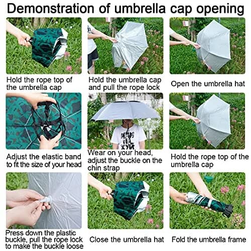 NEW-Vi Fishing Umbrella Hat 91.4cm (37.4") | Hands-Free Sun & Rain Protection for Outdoor Use thumbnail 3