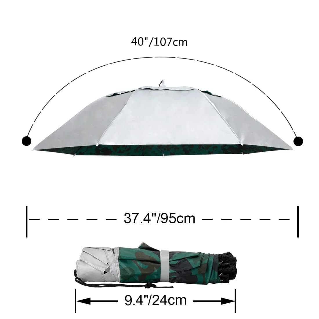 NEW-Vi Fishing Umbrella Hat 91.4cm (37.4") | Hands-Free Sun & Rain Protection for Outdoor Use - view 4