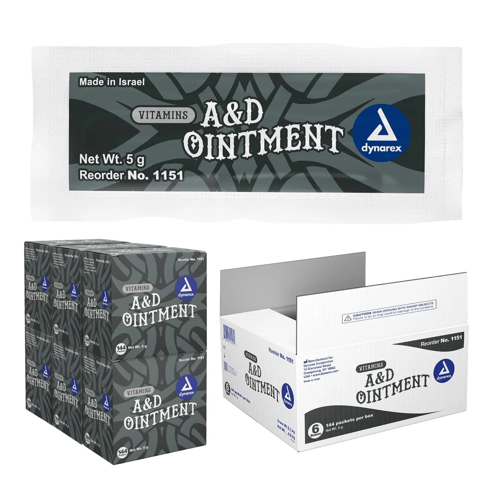 Dynarex Vitamins A&D Ointment Without Lanolin 5g Packets | Protects Minor Cuts, Burns, Dry Skin & Tattoo Aftercare