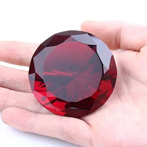 Yarrkc Red Crystal Glass Diamond Shaped Decoration 60mm | Elegant Ruby Paperweight for Office & Home thumbnail 4