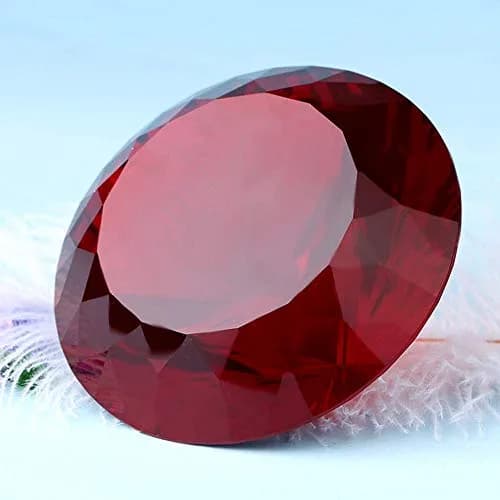 Yarrkc Red Crystal Glass Diamond Shaped Decoration 60mm | Elegant Ruby Paperweight for Office & Home thumbnail 3
