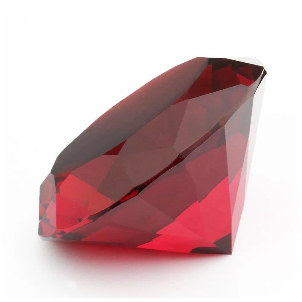 Yarrkc Red Crystal Glass Diamond Shaped Decoration 60mm | Elegant Ruby Paperweight for Office & Home - main product image
