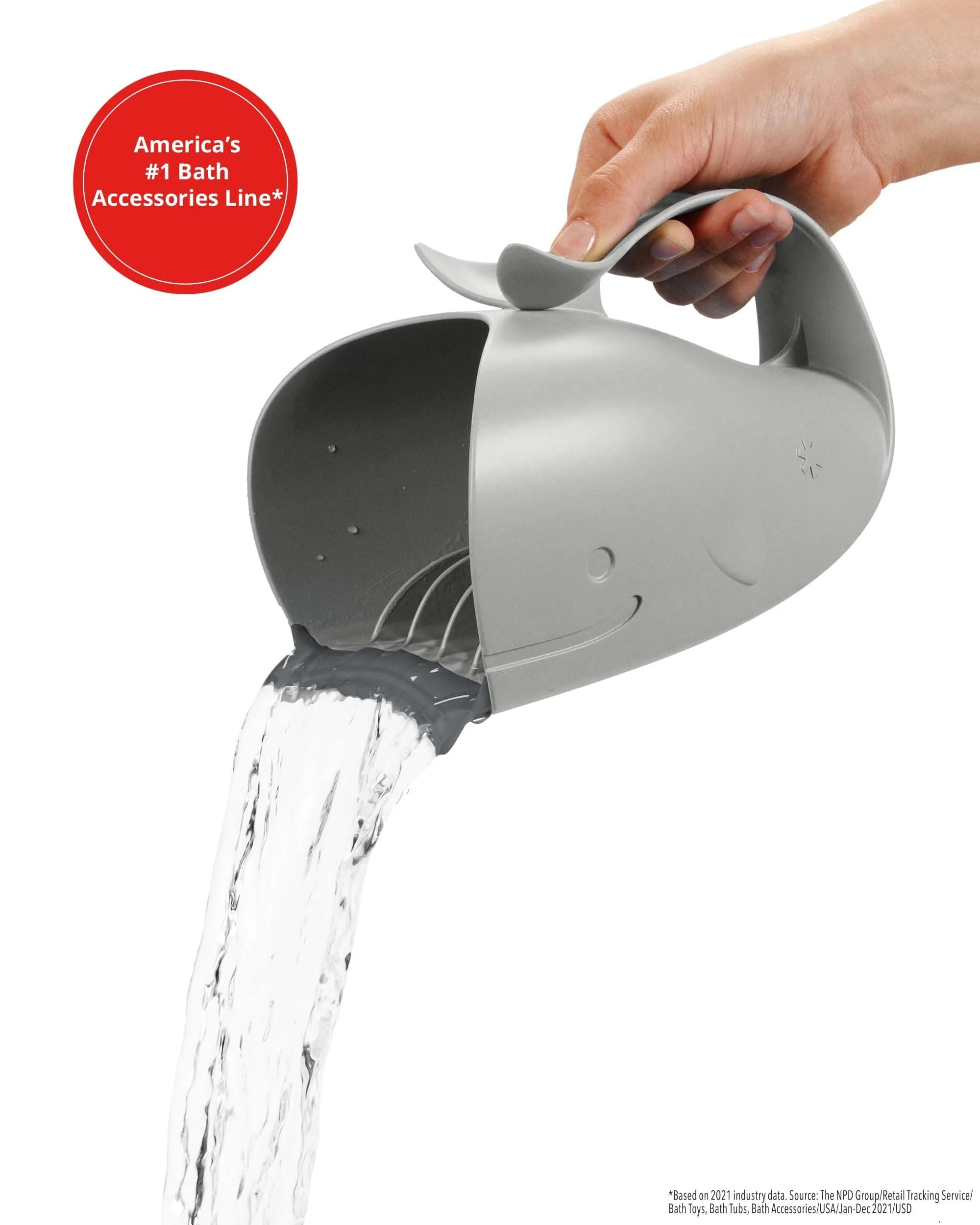 Skip Hop MOBY Grey Tear-Free Bath Rinser Cup with Waterfall Spout | Gentle on Eyes & Ears - view 4