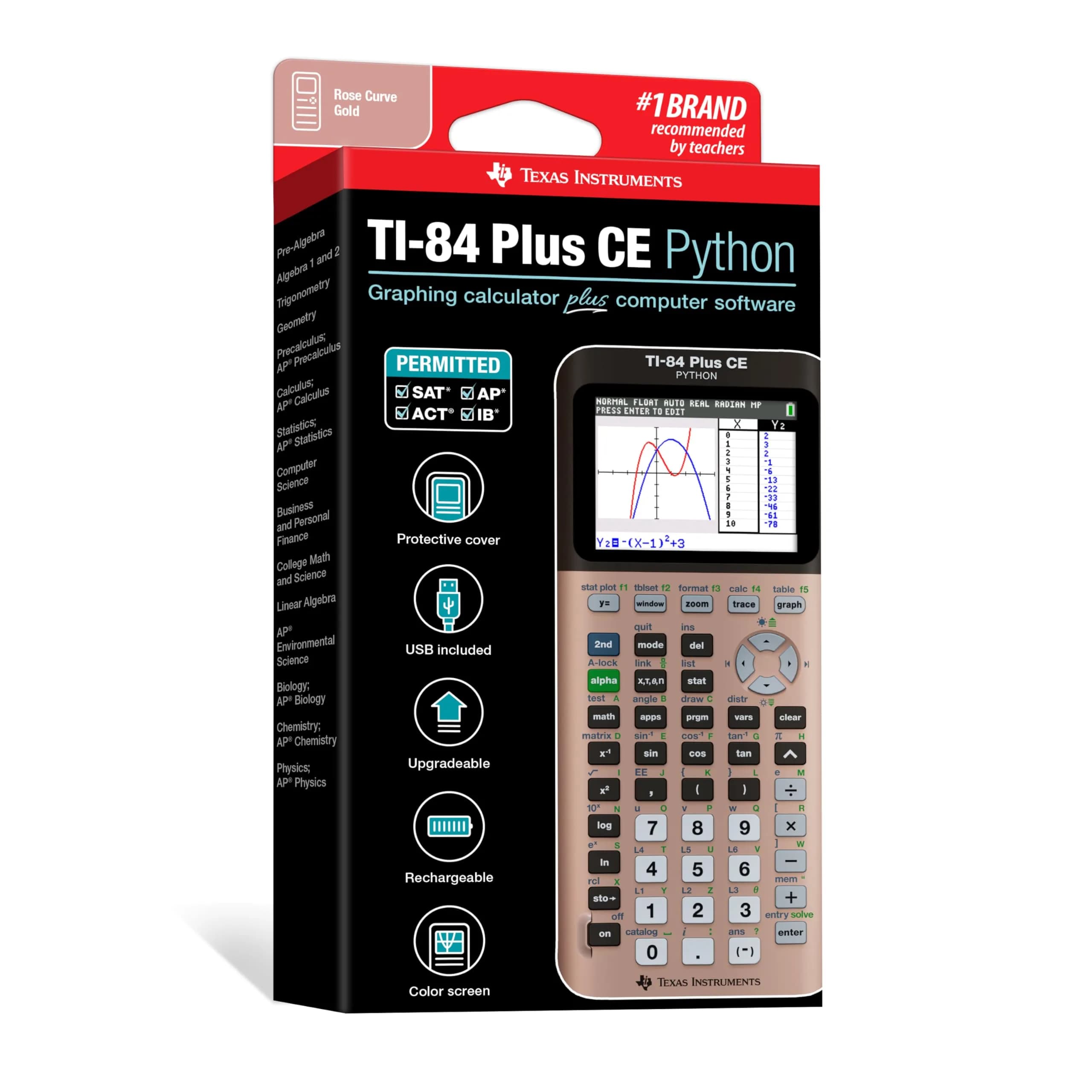 Texas Instruments TI-84 Plus CE Graphing Calculator, Rose Gold 25cm (9.8in) | Python Enabled, Color Display - view 6