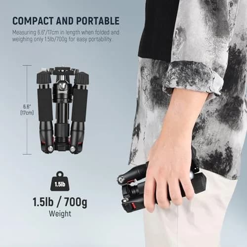 NEEWER Portable Travel Mini Tabletop Tripod 50cm Aluminum Alloy | 11 lb Max Load, 360° Ball Head thumbnail 7