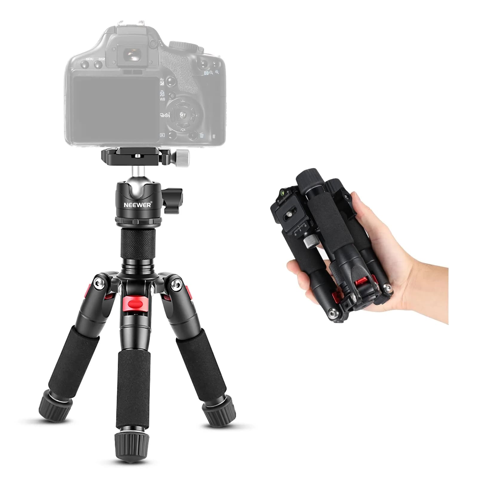 NEEWER Portable Travel Mini Tabletop Tripod 50cm Aluminum Alloy | 11 lb Max Load, 360° Ball Head — TP-AAM521