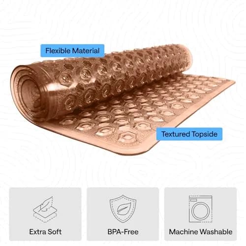 GORILLA GRIP Square Shower Stall Mat 53cm x 53cm (21" x 21") | Patented Suction Grip & Drainage for Smooth Surfaces thumbnail 4