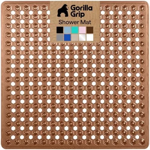 GORILLA GRIP Square Shower Stall Mat 53cm x 53cm (21" x 21") | Patented Suction Grip & Drainage for Smooth Surfaces thumbnail 1