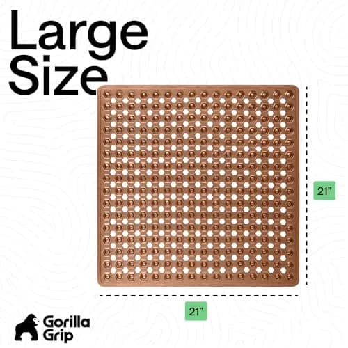 GORILLA GRIP Square Shower Stall Mat 53cm x 53cm (21" x 21") | Patented Suction Grip & Drainage for Smooth Surfaces thumbnail 7