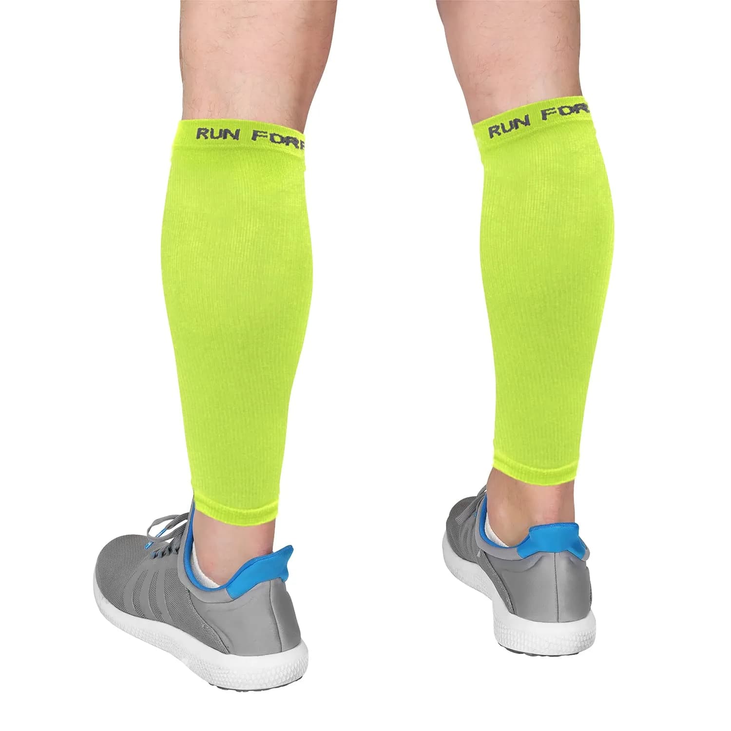 Run Forever Medium Yellow Calf Compression Sleeve | 20-30mmHg Graduated Compression for Pain Relief & Recovery - main product image