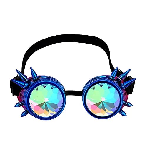 Lelinta Kaleidoscope Spiked Goggles with Adjustable Straps | Blue-Purple Spike thumbnail 1